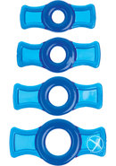 Titanmen Stretch-to-fit Cock Rings (4 Piece Kit) - Blue