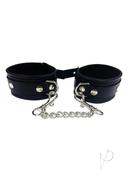Rouge Plain Leather Adjustable Wrist Cuffs - Black