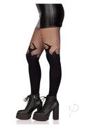 Leg Avenue Opaque Flame Tights With Fishnet Top - O/s -...