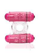 4b Double Wammy Silicone Dual Vibrating Couples Cock Ring - Strawberry